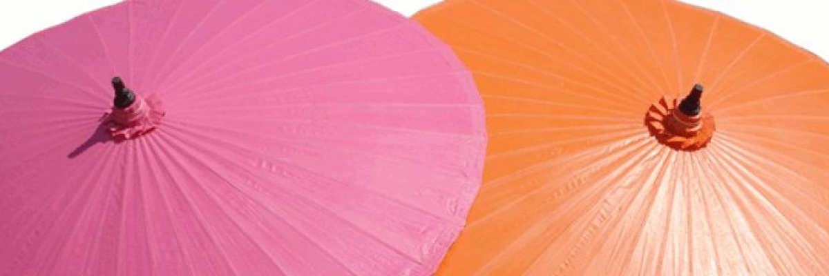 Chiang Mai Classic™ Garden and Patio Umbrellas - Twin Umbrellas in Pink and Orange