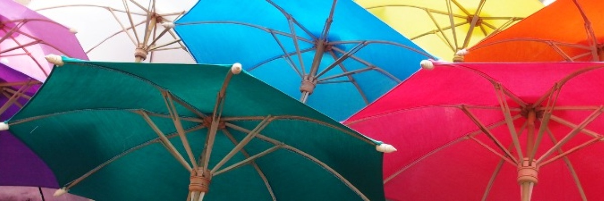 Cotton Umbrellas - Colorful open row