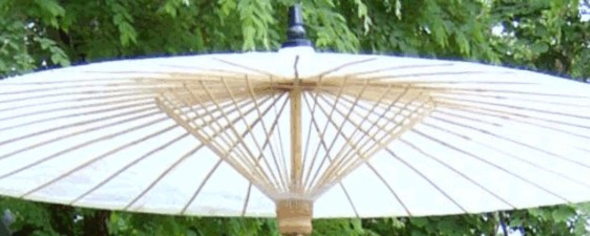 Chiang Mai Classic™ Garden and Patio Umbrellas - White Patio Umbrella in the Forest