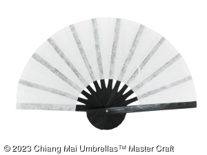 Paper hand fan with black bamboo frame - White color