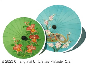 Artificial Silk  Umbrellas with Hand Painted Designs 