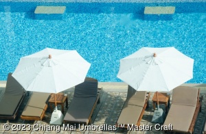 Image - Patio Pool Market Umbrellas Top View