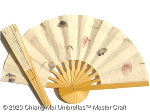Image - Two off-white pressed flowers fans in the sunshine
