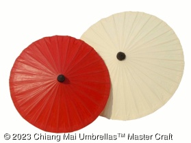Red and White Chiang Mai Classic Umbrellas - front view